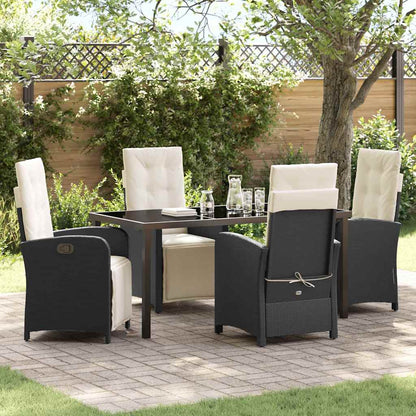 Set da Pranzo per Giardino 5 pcs Nero polyrattan - homemem39
