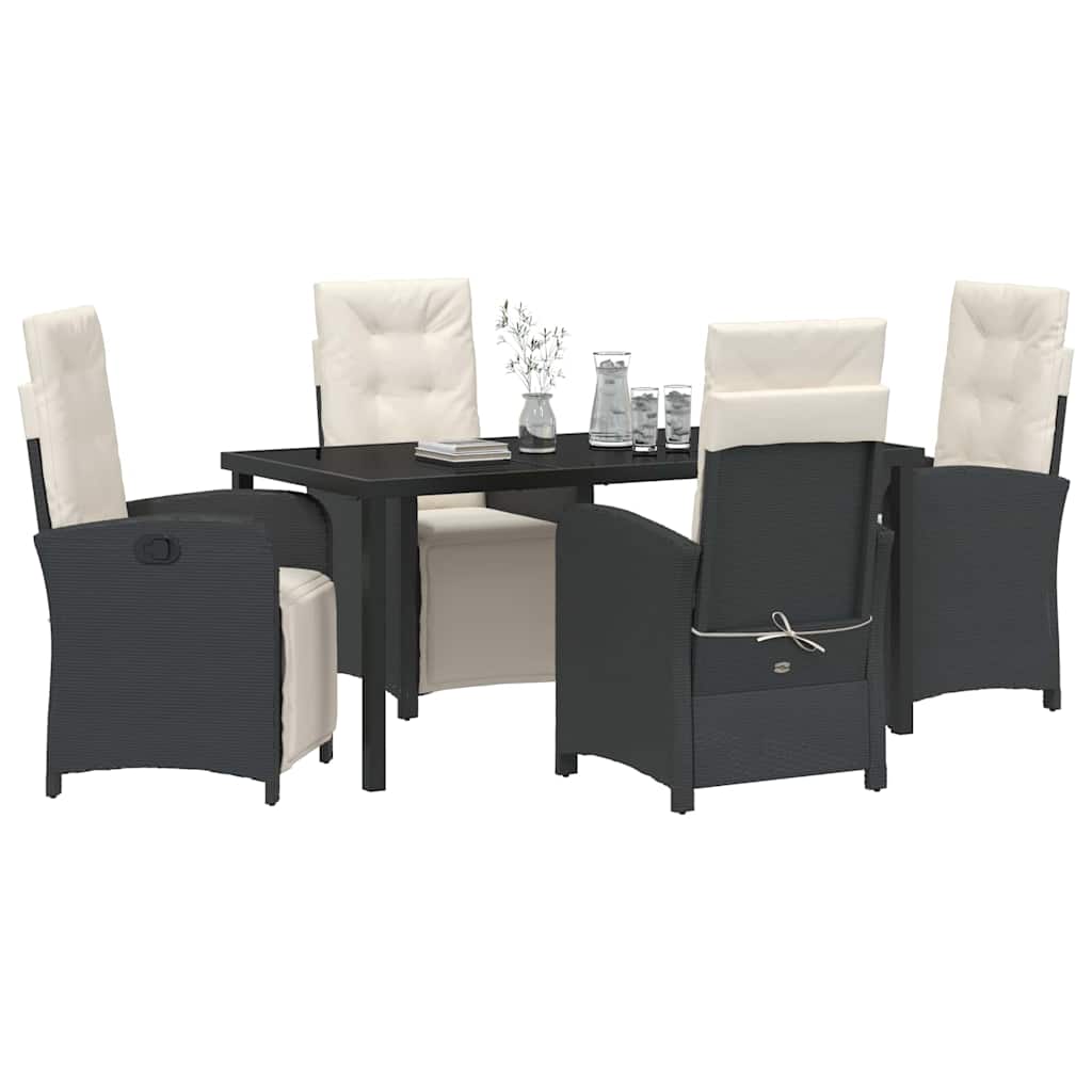 Set da Pranzo per Giardino 5 pcs Nero polyrattan - homemem39
