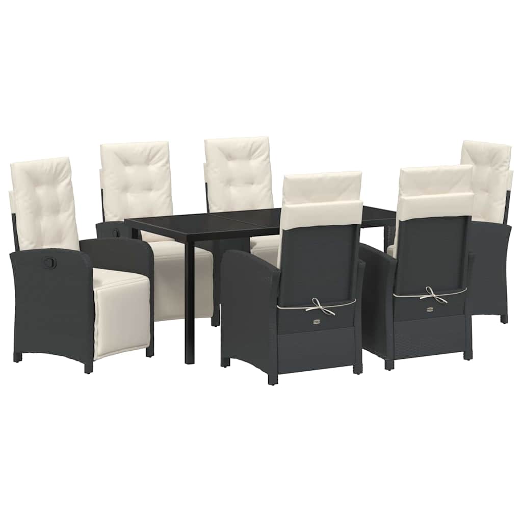 Set da Pranzo per Giardino 7 pcs Nero polyrattan - homemem39