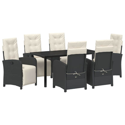 Set da Pranzo per Giardino 7 pcs Nero polyrattan - homemem39