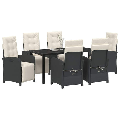 Set da Pranzo per Giardino 7 pcs Nero polyrattan - homemem39