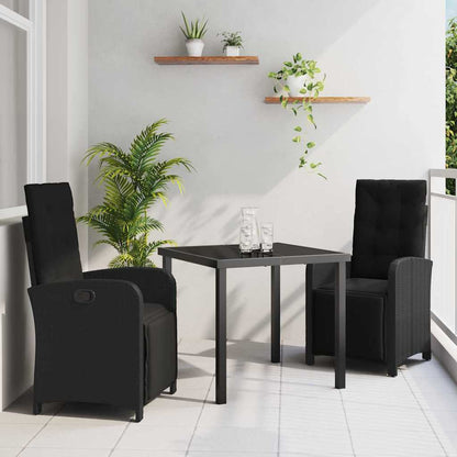 Set da Pranzo per Giardino 3 pcs Nero polyrattan - homemem39