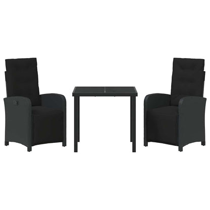 Set da Pranzo per Giardino 3 pcs Nero polyrattan - homemem39