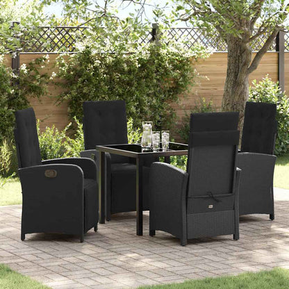 Set da Pranzo per Giardino 5 pcs Nero polyrattan - homemem39
