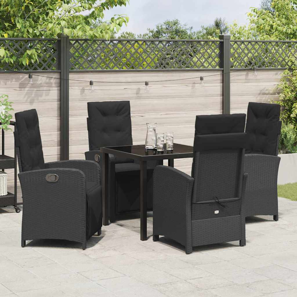 Set da Pranzo per Giardino 5 pcs Nero polyrattan - homemem39