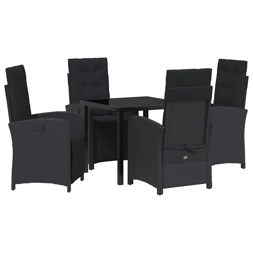 Set da Pranzo per Giardino 5 pcs Nero polyrattan - homemem39