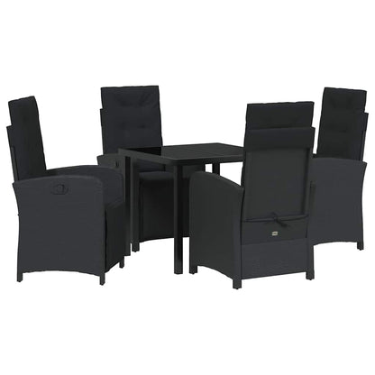 Set da Pranzo per Giardino 5 pcs Nero polyrattan - homemem39