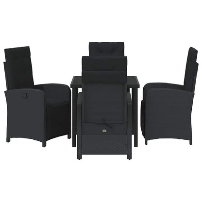 Set da Pranzo per Giardino 5 pcs Nero polyrattan - homemem39