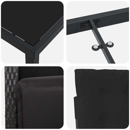 Set da Pranzo per Giardino 5 pcs Nero polyrattan - homemem39