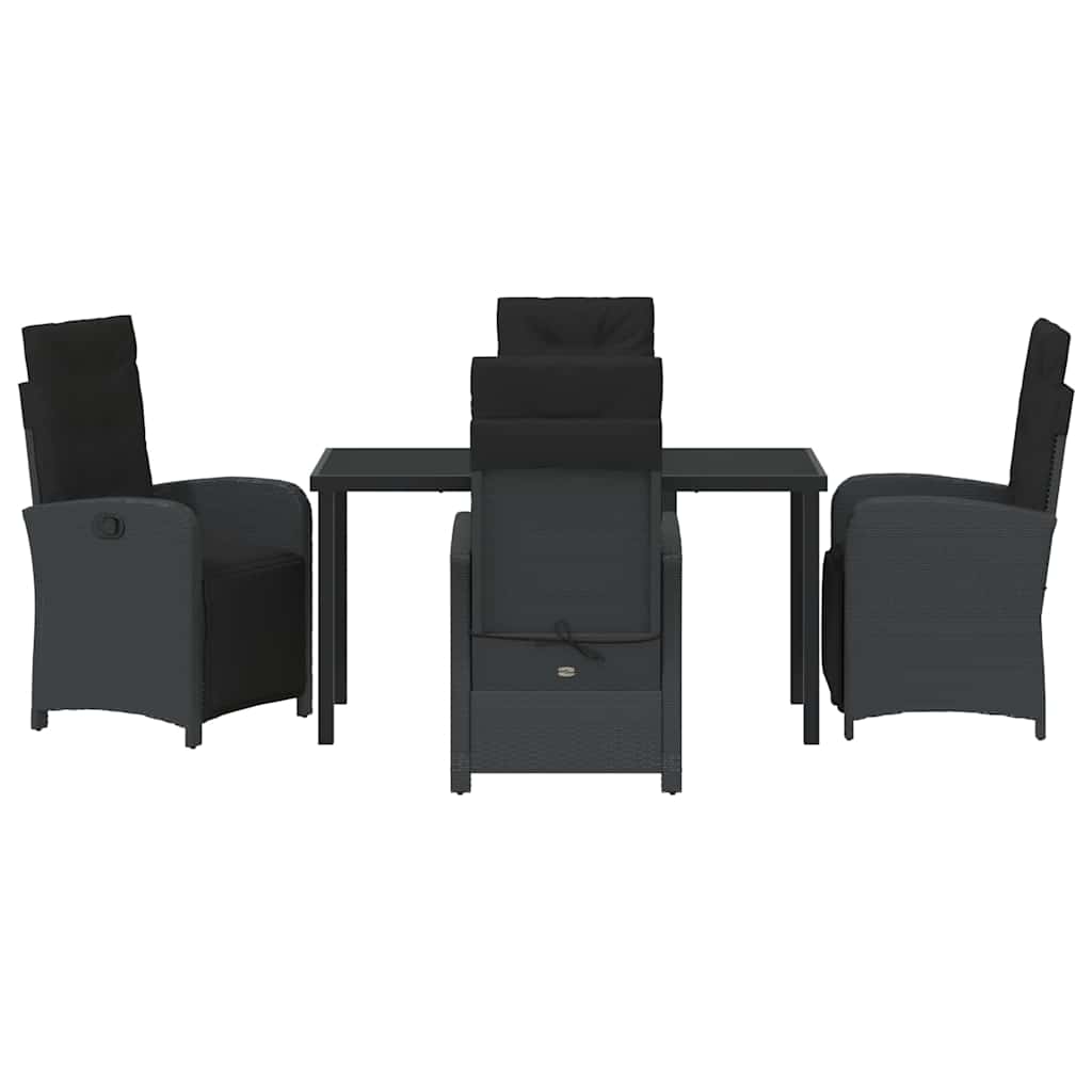 Set da Pranzo per Giardino 5 pcs Nero polyrattan - homemem39