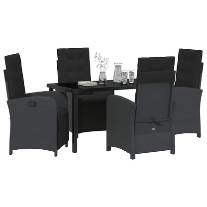Set da Pranzo per Giardino 5 pcs Nero polyrattan - homemem39