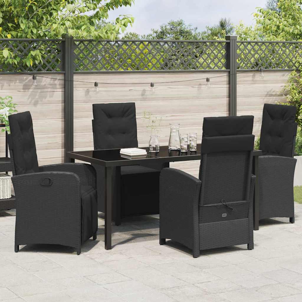 Set da Pranzo per Giardino 5 pcs Nero polyrattan - homemem39