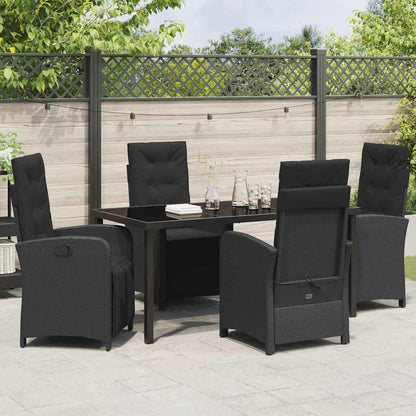 Set da Pranzo per Giardino 5 pcs Nero polyrattan - homemem39