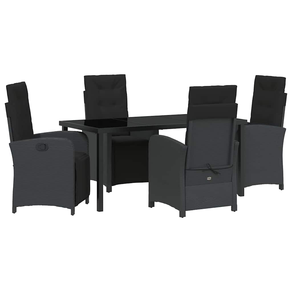 Set da Pranzo per Giardino 5 pcs Nero polyrattan - homemem39
