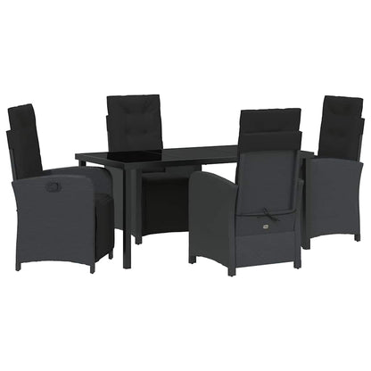Set da Pranzo per Giardino 5 pcs Nero polyrattan - homemem39