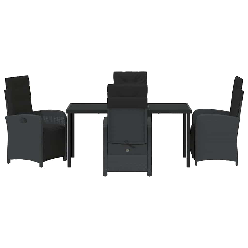 Set da Pranzo per Giardino 5 pcs Nero polyrattan - homemem39