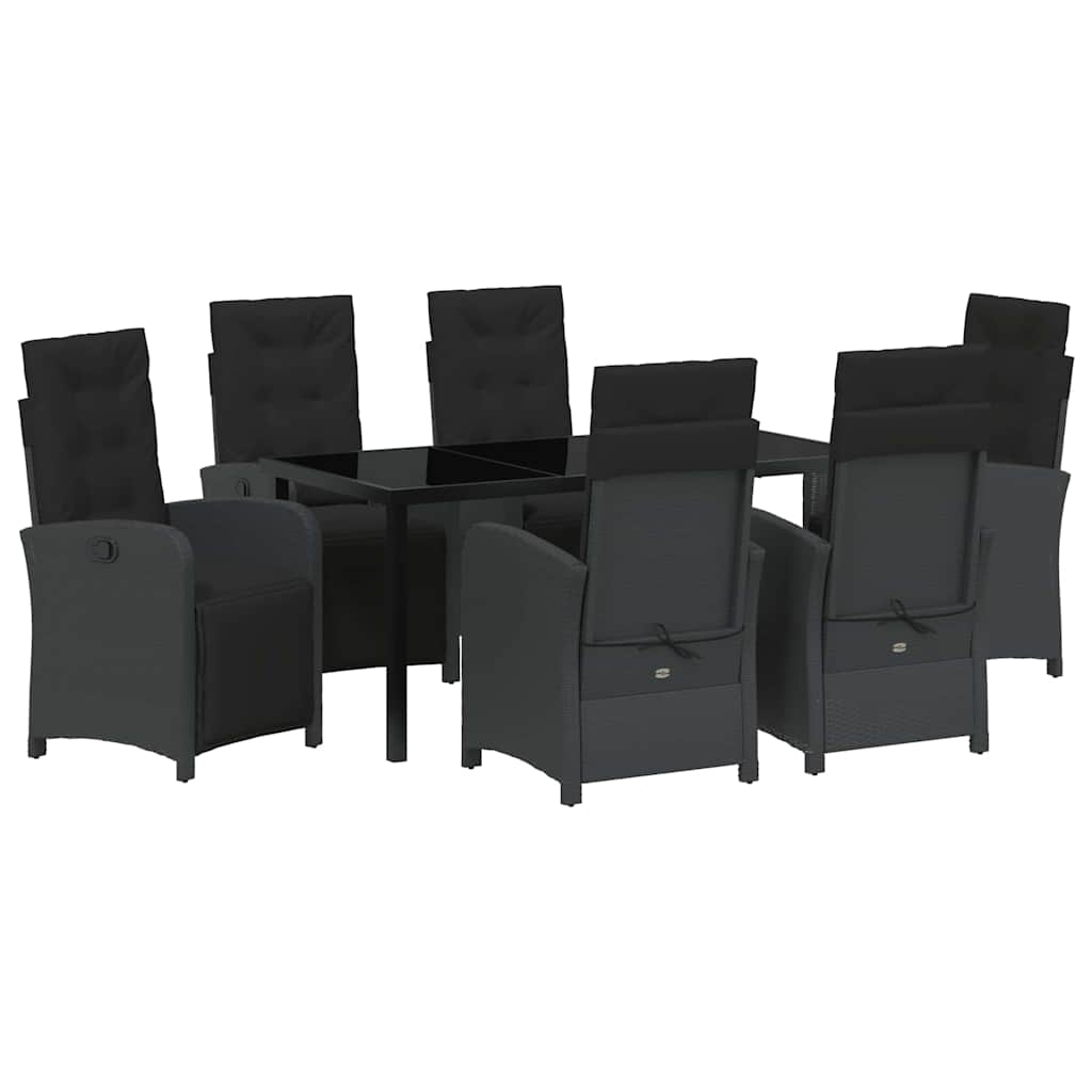 Set da Pranzo per Giardino 7 pcs Nero polyrattan - homemem39
