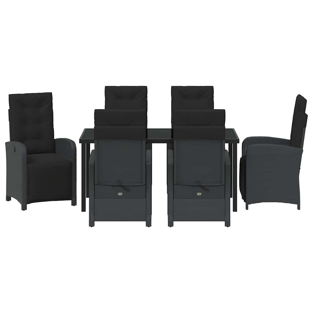 Set da Pranzo per Giardino 7 pcs Nero polyrattan - homemem39