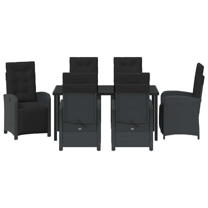 Set da Pranzo per Giardino 7 pcs Nero polyrattan - homemem39