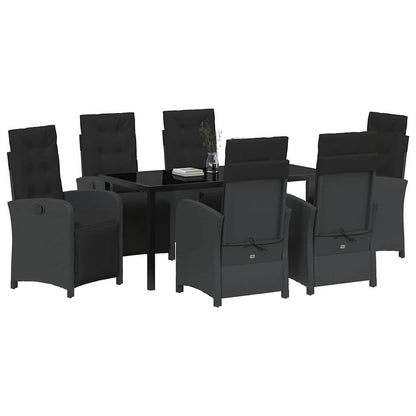 Set da Pranzo per Giardino 7 pcs Nero polyrattan - homemem39