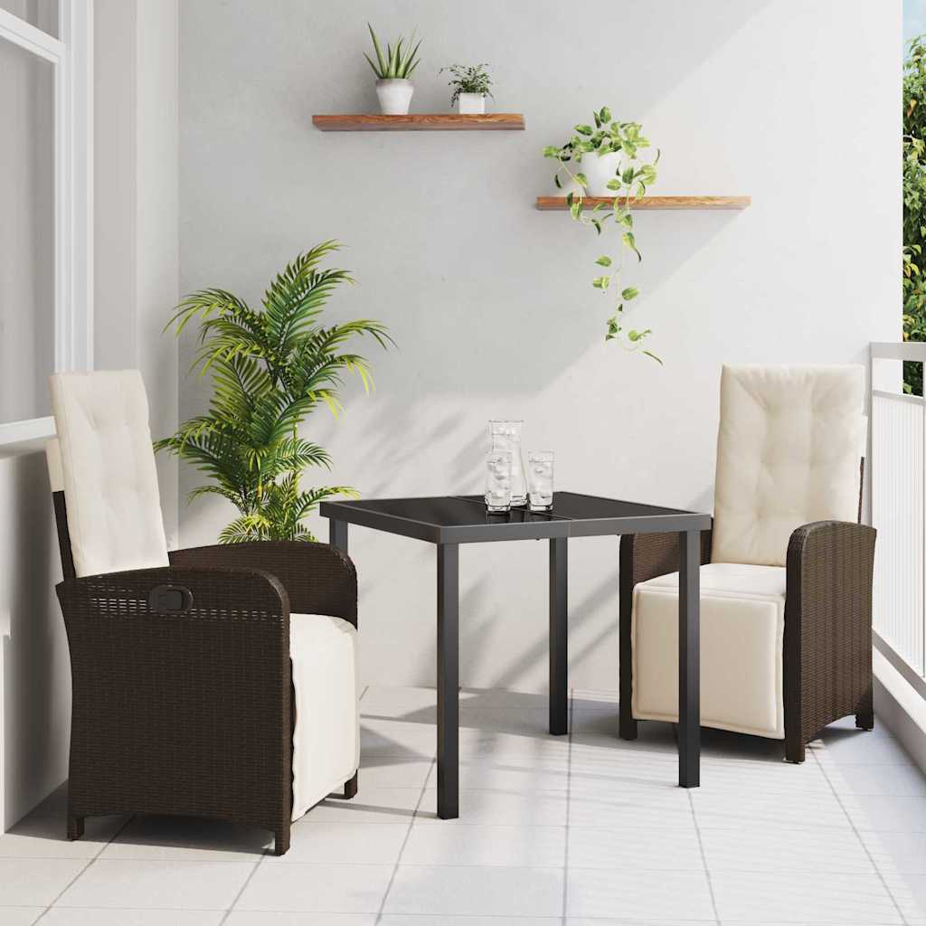 Set da Pranzo per Giardino 3 pcs Marrone polyrattan - homemem39