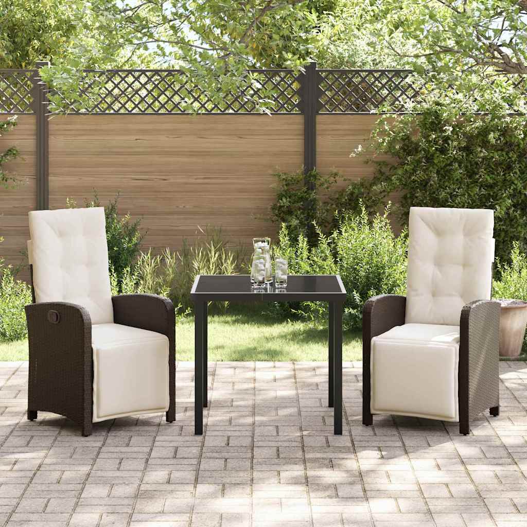 Set da Pranzo per Giardino 3 pcs Marrone polyrattan - homemem39
