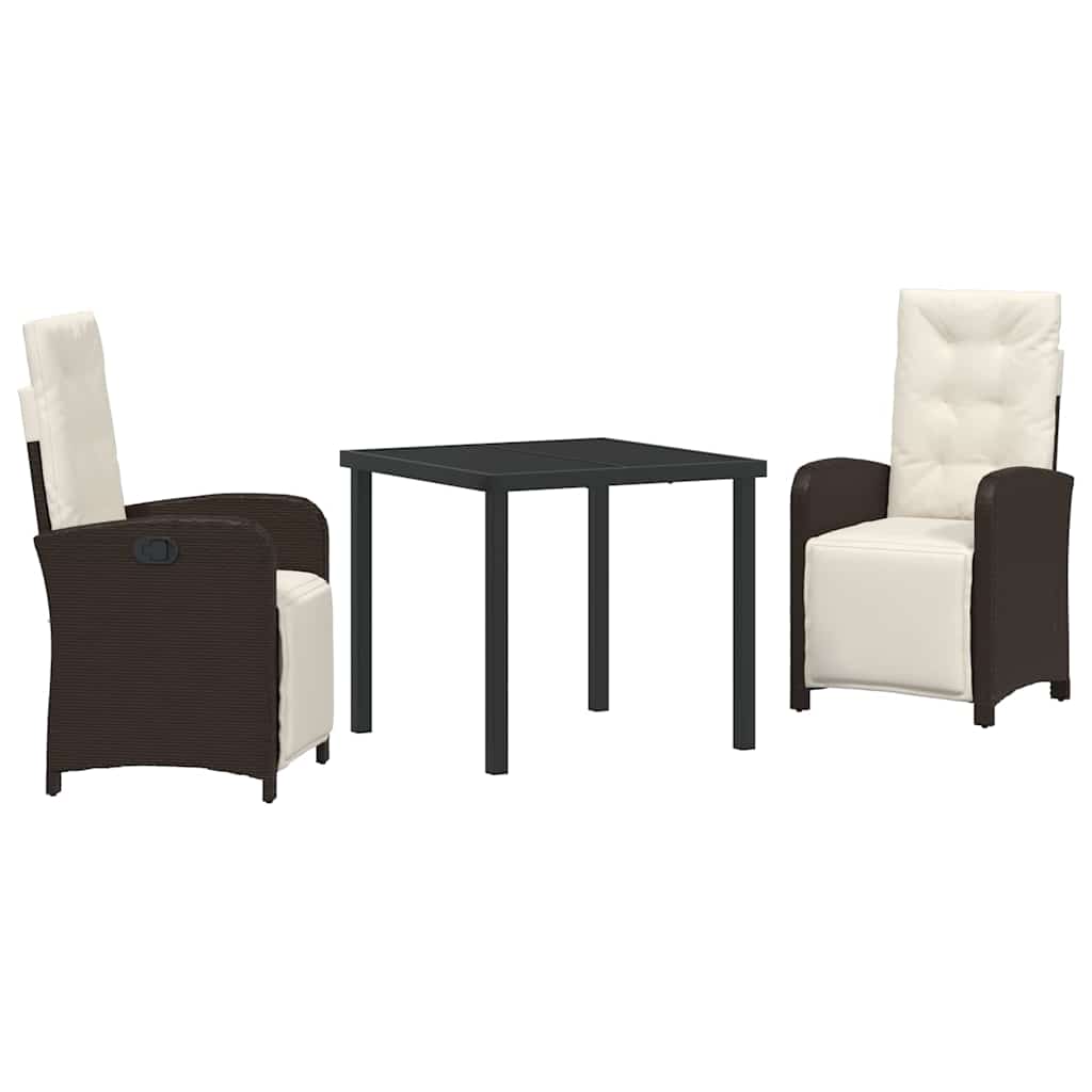 Set da Pranzo per Giardino 3 pcs Marrone polyrattan - homemem39
