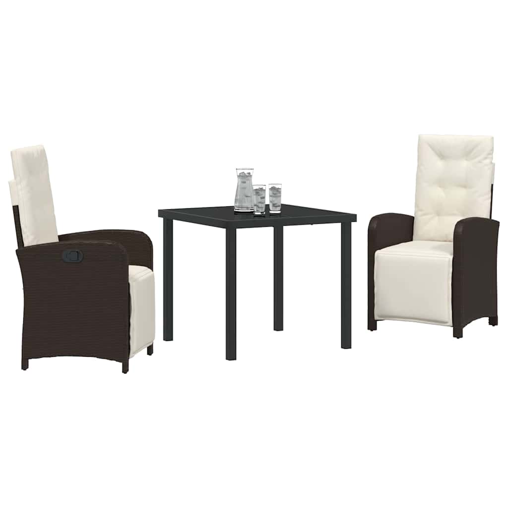 Set da Pranzo per Giardino 3 pcs Marrone polyrattan - homemem39