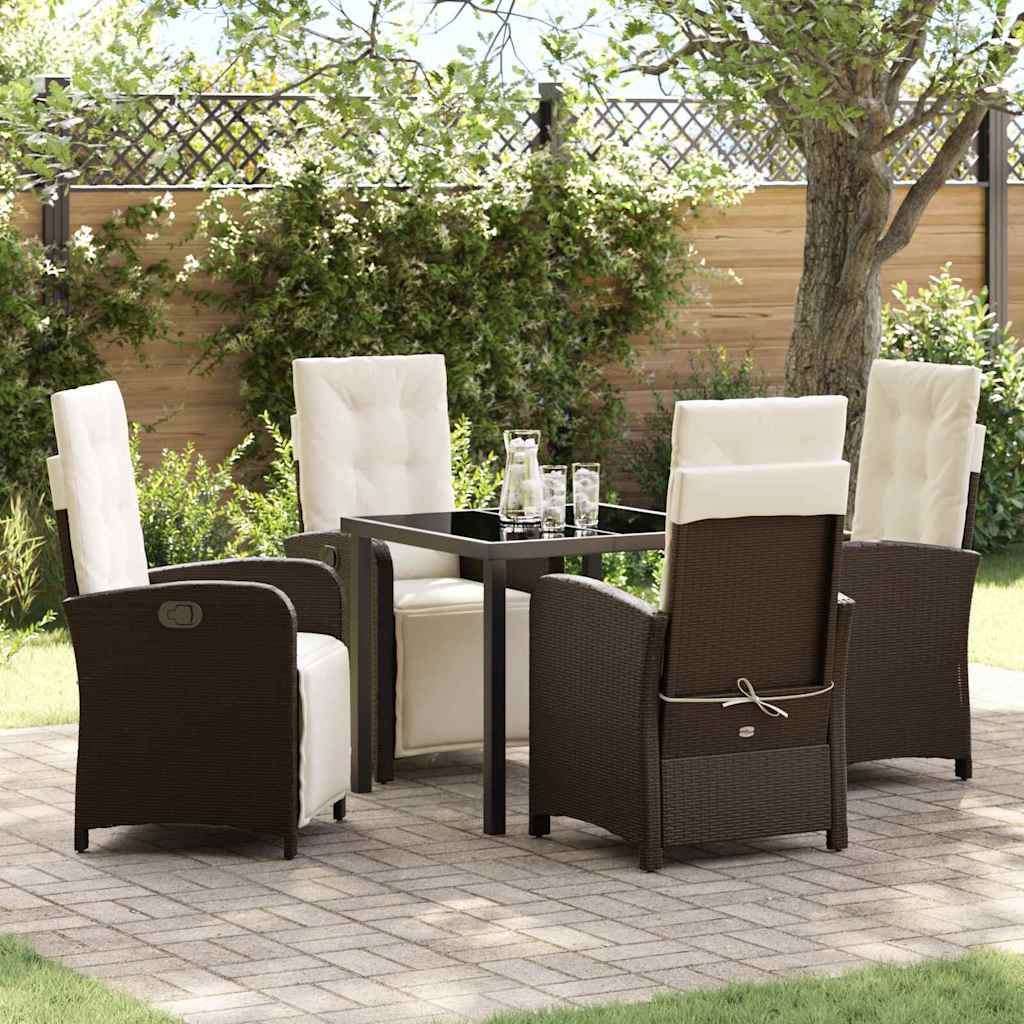 Set da Pranzo per Giardino 5 pcs Marrone polyrattan - homemem39
