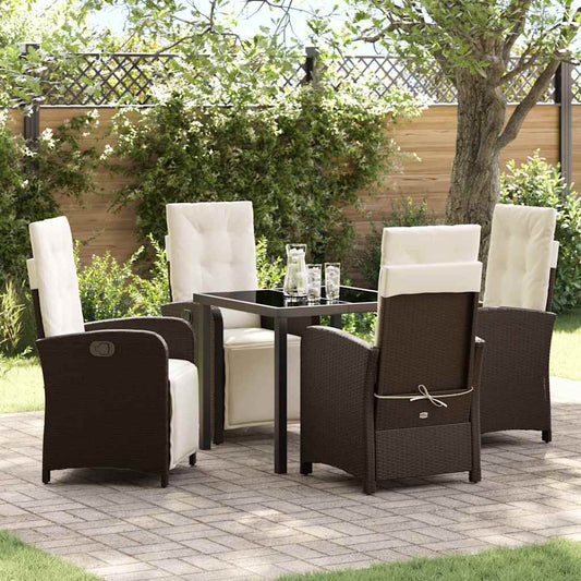 Set da Pranzo per Giardino 5 pcs Marrone polyrattan - homemem39