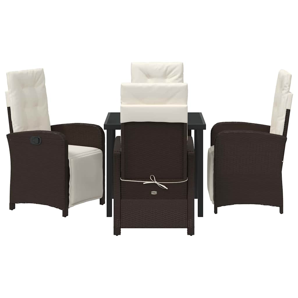 Set da Pranzo per Giardino 5 pcs Marrone polyrattan - homemem39