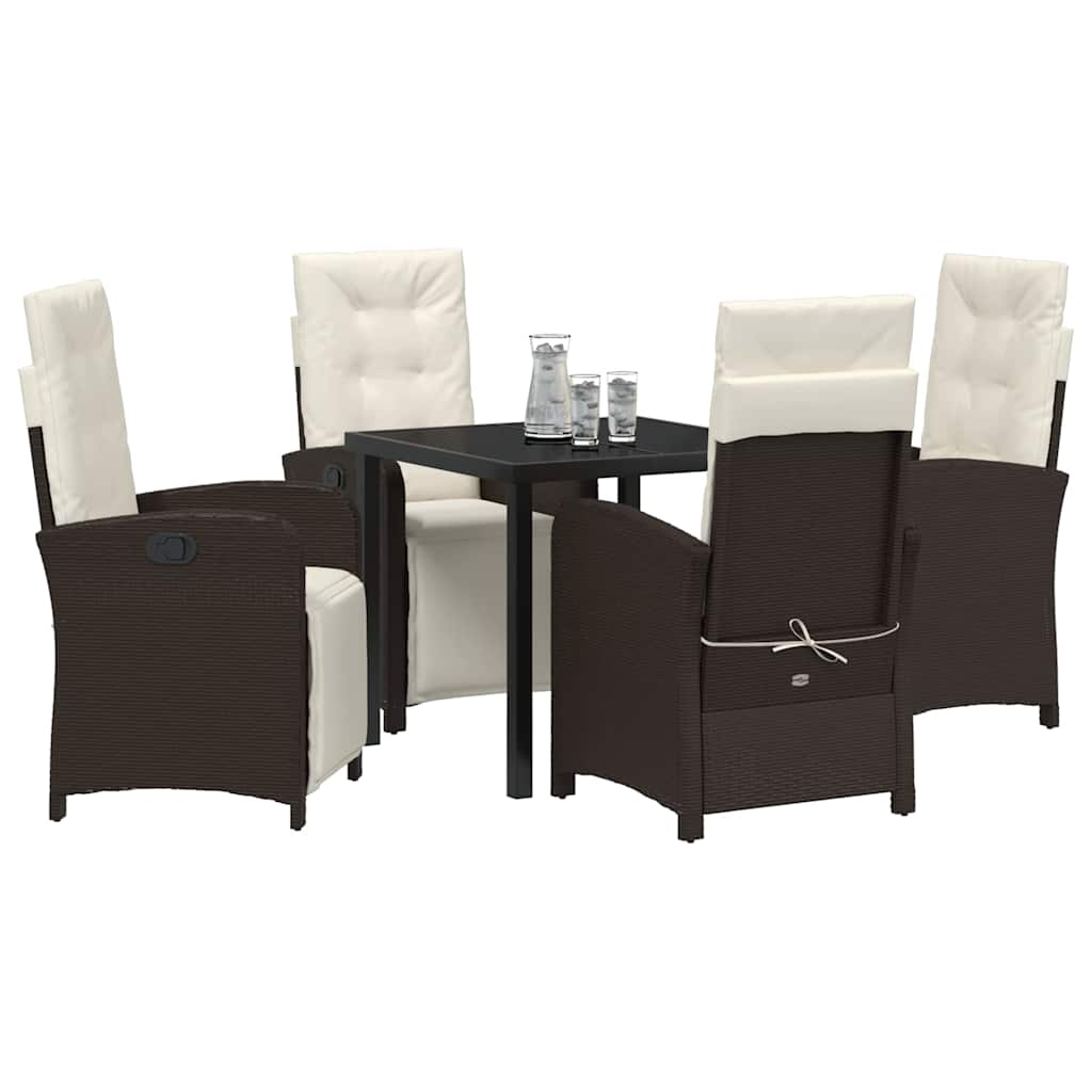 Set da Pranzo per Giardino 5 pcs Marrone polyrattan - homemem39
