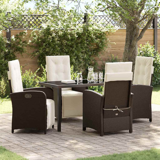Set da Pranzo per Giardino 5 pcs Marrone polyrattan - homemem39