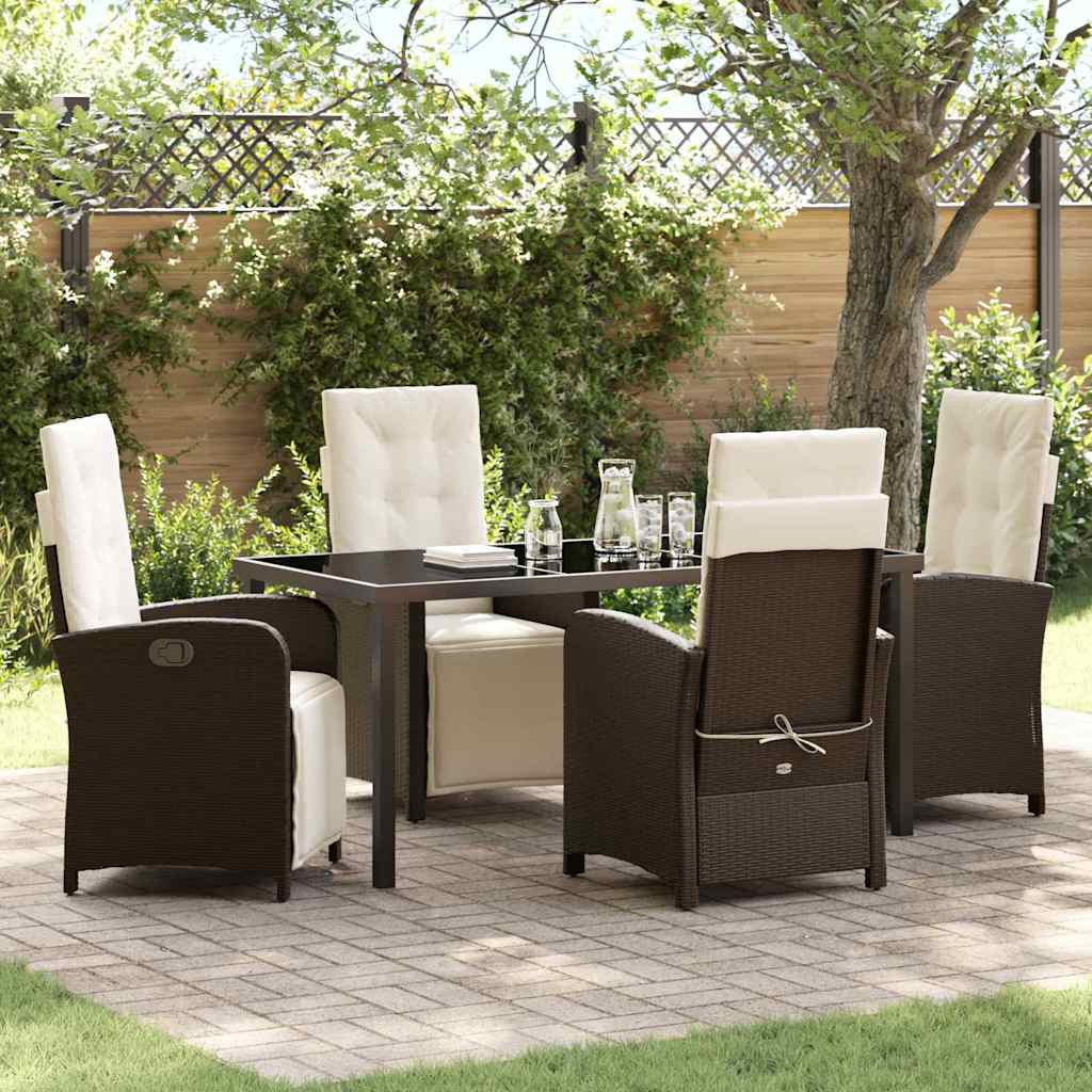 Set da Pranzo per Giardino 5 pcs Marrone polyrattan - homemem39