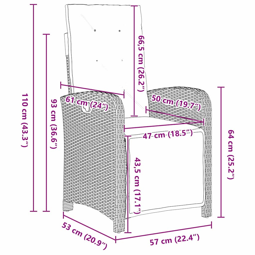 Set da Pranzo per Giardino 3 pcs Grigio polyrattan - homemem39