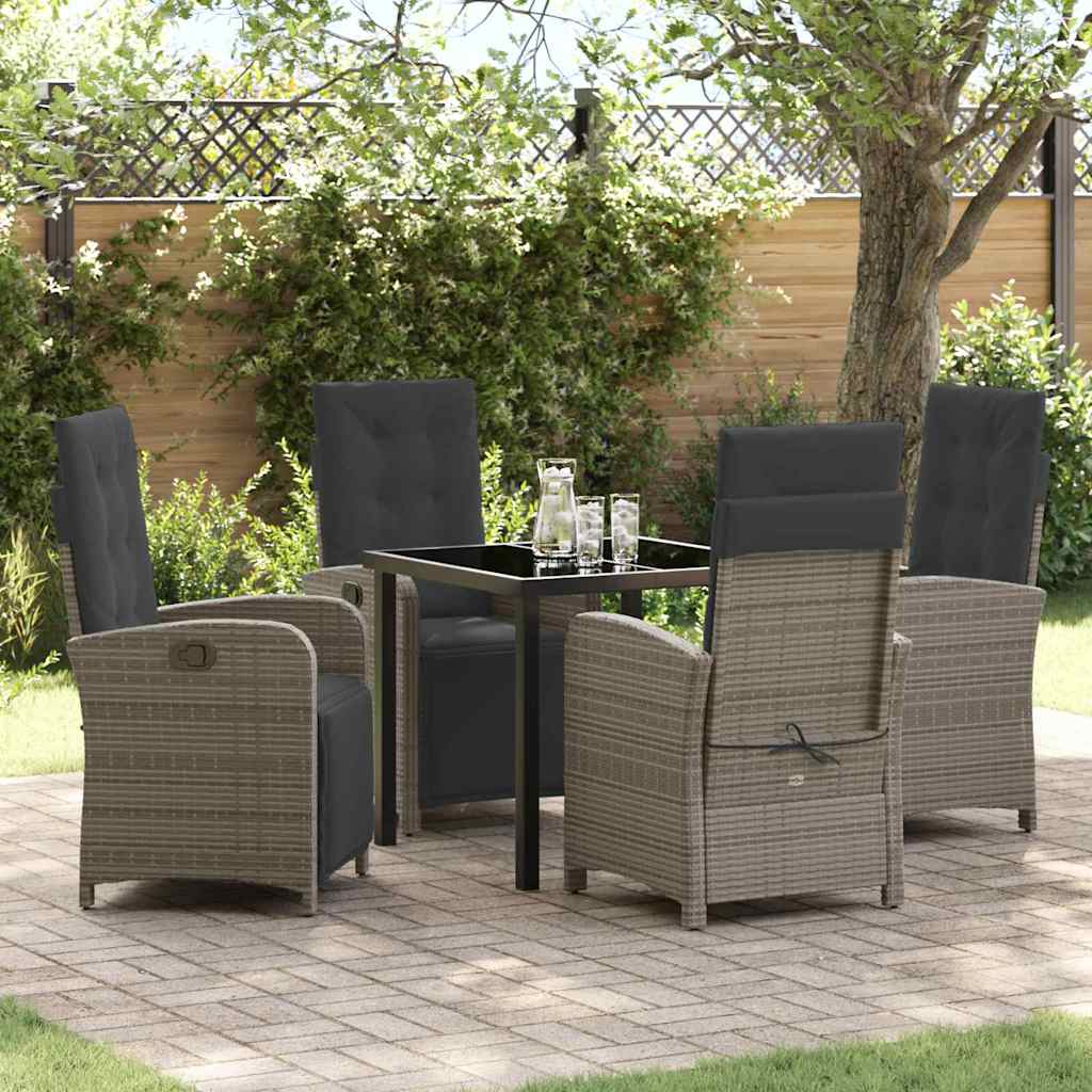 Set da Pranzo per Giardino 5 pcs Grigio polyrattan - homemem39