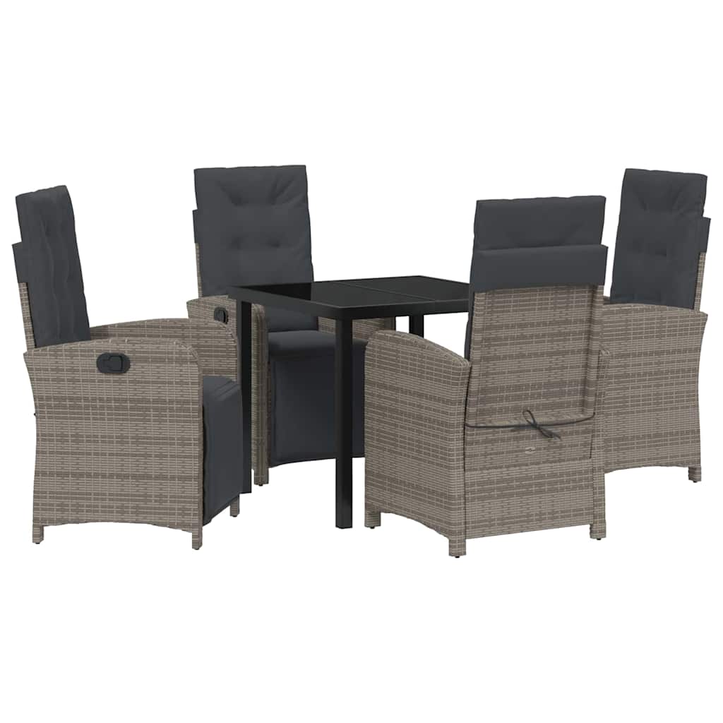 Set da Pranzo per Giardino 5 pcs Grigio polyrattan - homemem39