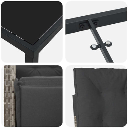 Set da Pranzo per Giardino 5 pcs Grigio polyrattan - homemem39