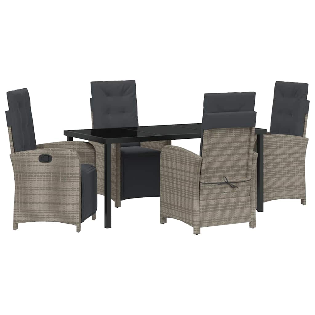 Set da Pranzo per Giardino 5 pcs Grigio polyrattan - homemem39