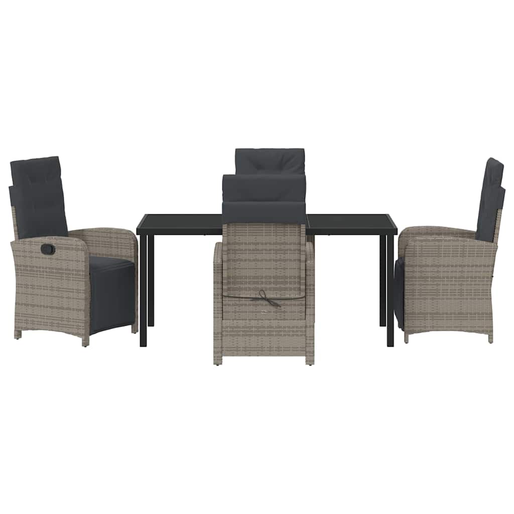 Set da Pranzo per Giardino 5 pcs Grigio polyrattan - homemem39