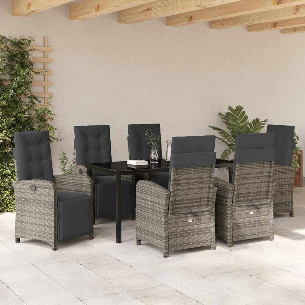 Set da Pranzo per Giardino 7 pcs Grigio polyrattan - homemem39