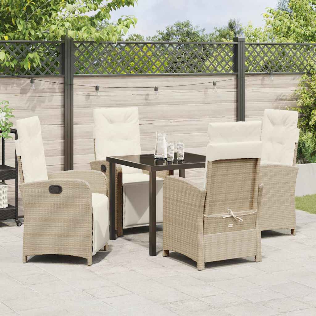 Set da Pranzo per Giardino 5 pcs Beige polyrattan - homemem39