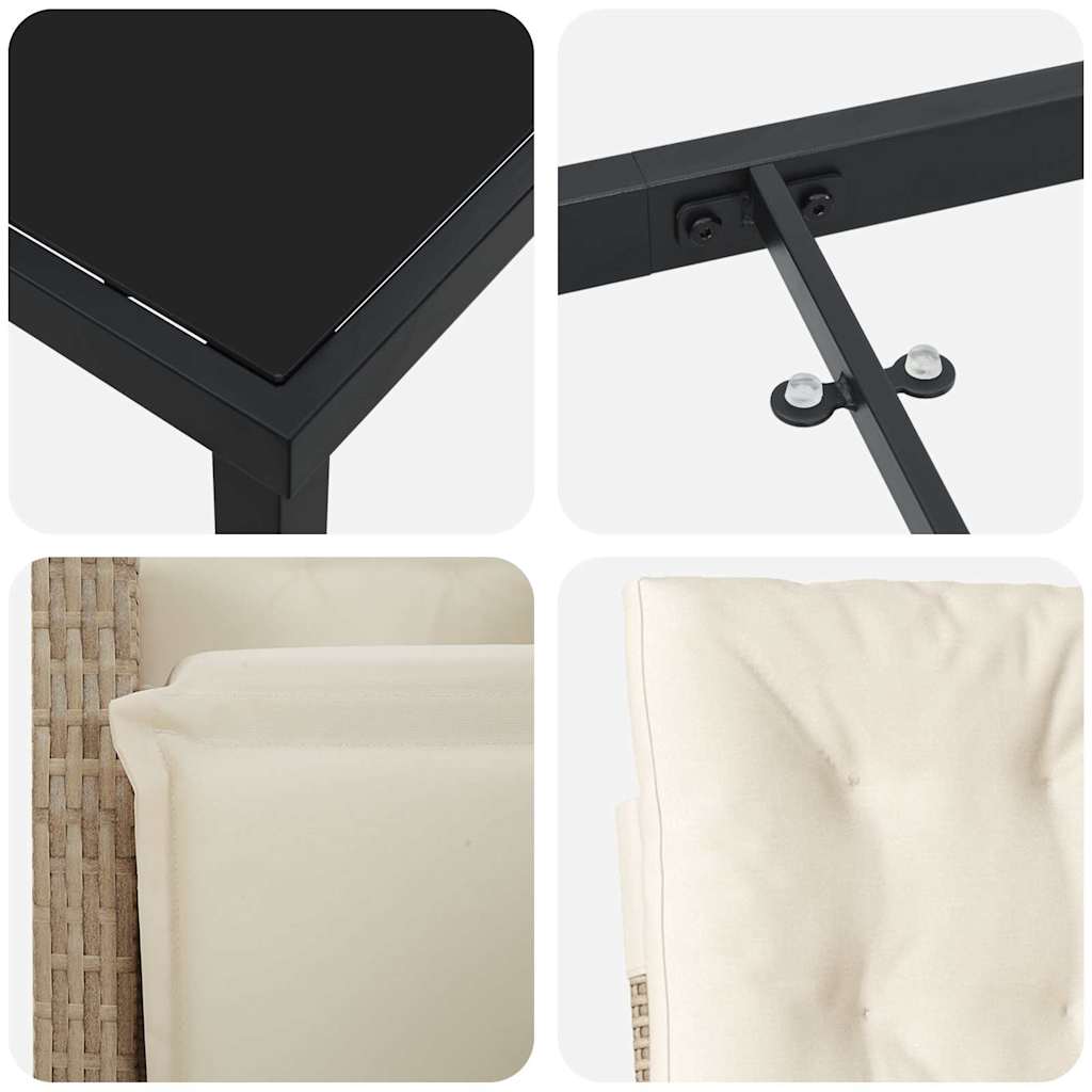 Set da Pranzo per Giardino 5 pcs Beige polyrattan - homemem39