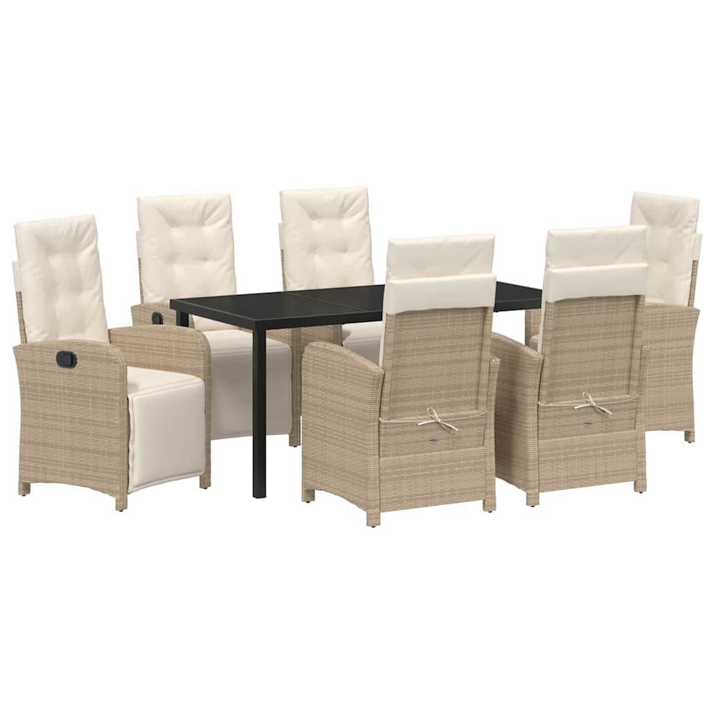 Set da Pranzo per Giardino 7 pcs Beige polyrattan - homemem39