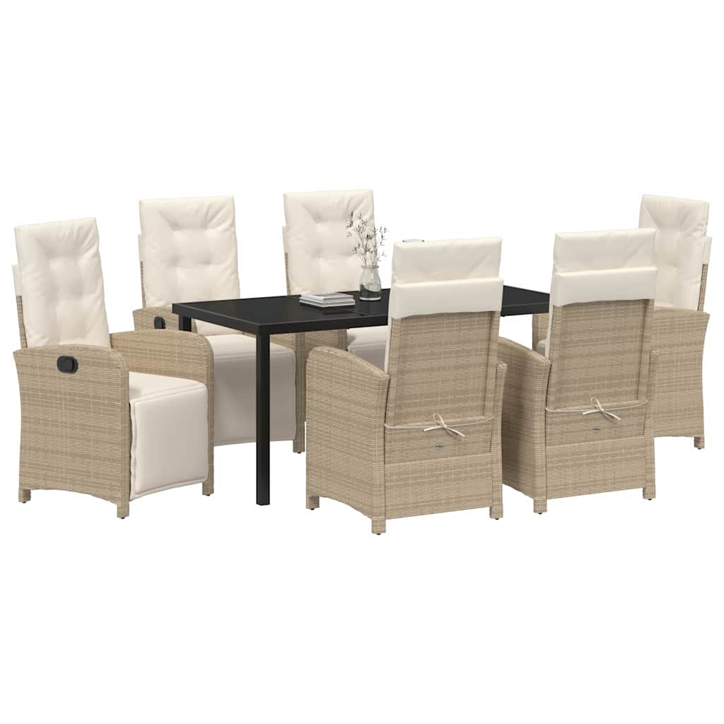 Set da Pranzo per Giardino 7 pcs Beige polyrattan - homemem39
