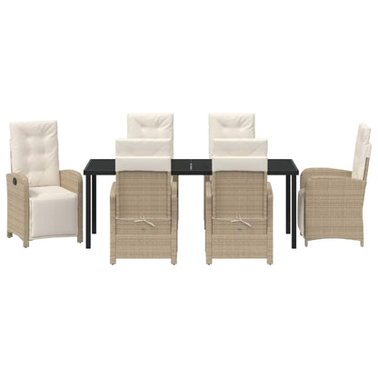 Set da Pranzo per Giardino con cuscino 7 pcs Beige polyrattan | homemem39