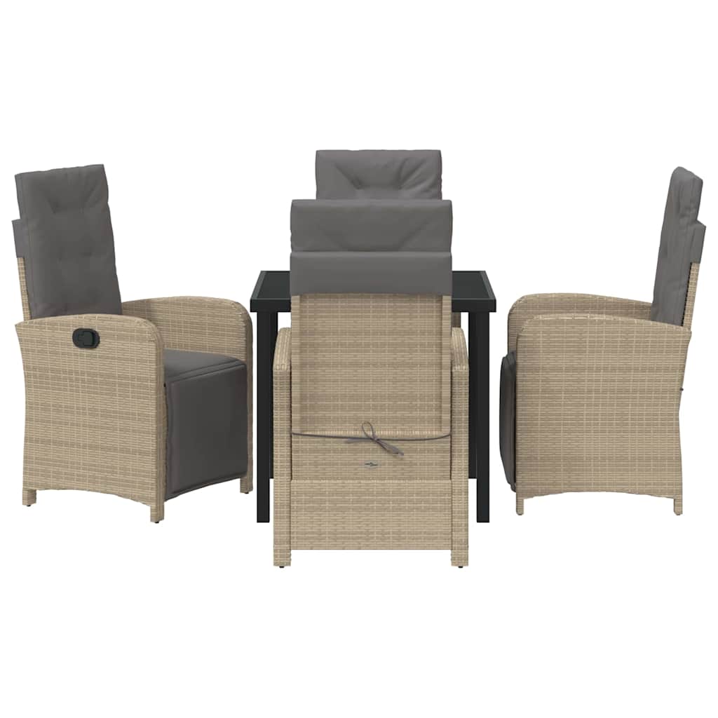 Set da Pranzo per Giardino con cuscino 5 pcs Beige polyrattan | homemem39