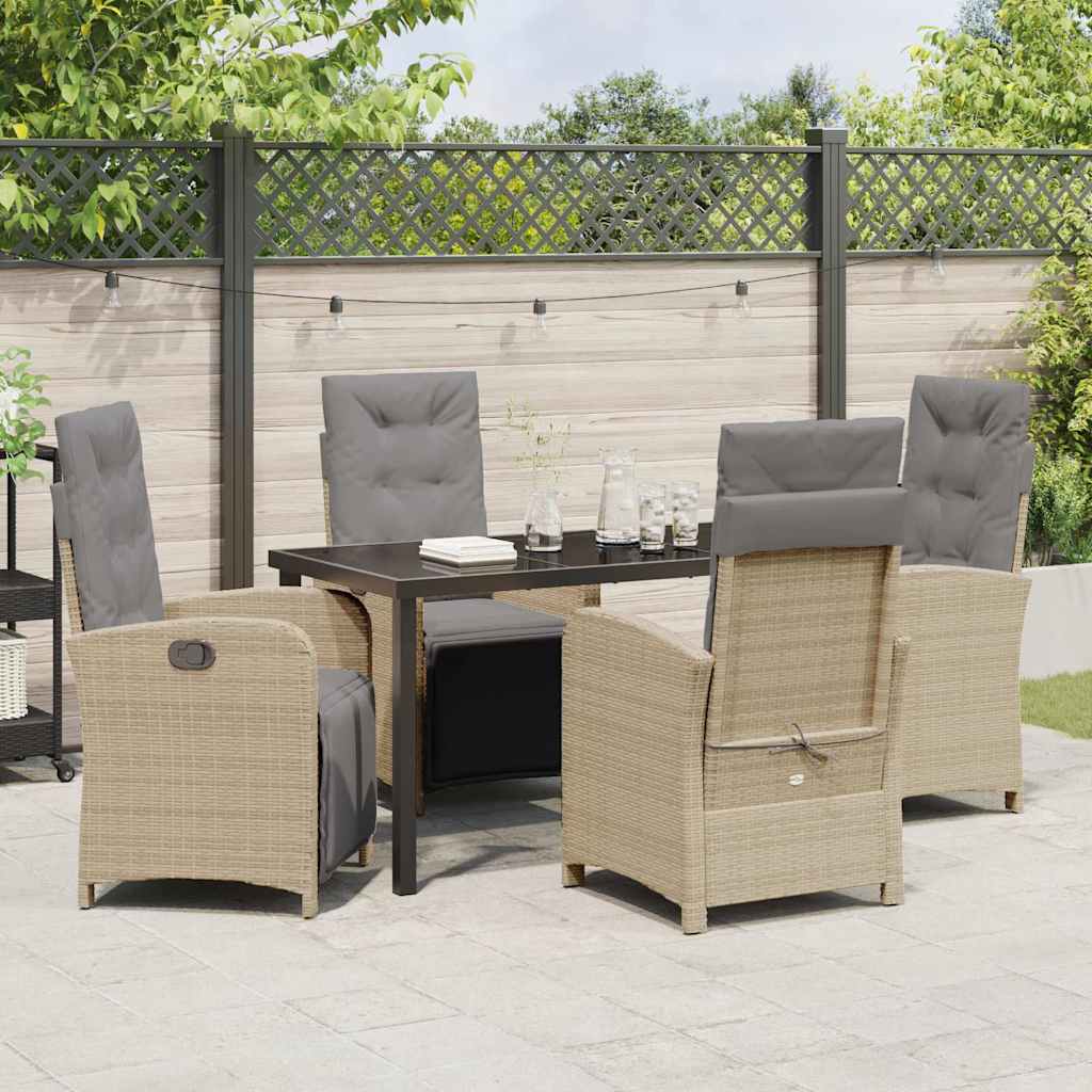 Set da Pranzo per Giardino 5 pcs Beige polyrattan - homemem39