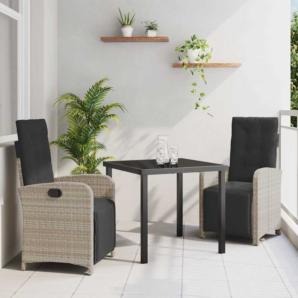 Set da Pranzo per Giardino 3 pcs Grigio chiaro polyrattan - homemem39