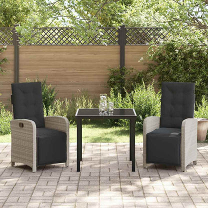 Set da Pranzo per Giardino 3 pcs Grigio chiaro polyrattan - homemem39
